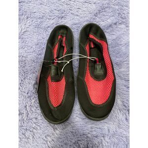 Comfortable Water Shoes Mesh Quick-Dry Aqua Slip-On Red & Black Size 7/8‎